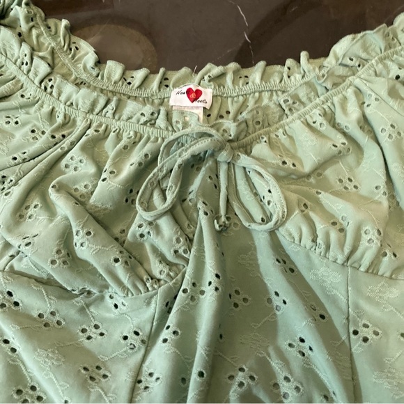 Hearts & Heels Sage Green Floral Smocked Babydoll Mini Dress Coquette Milkmaid - Picture 5 of 10